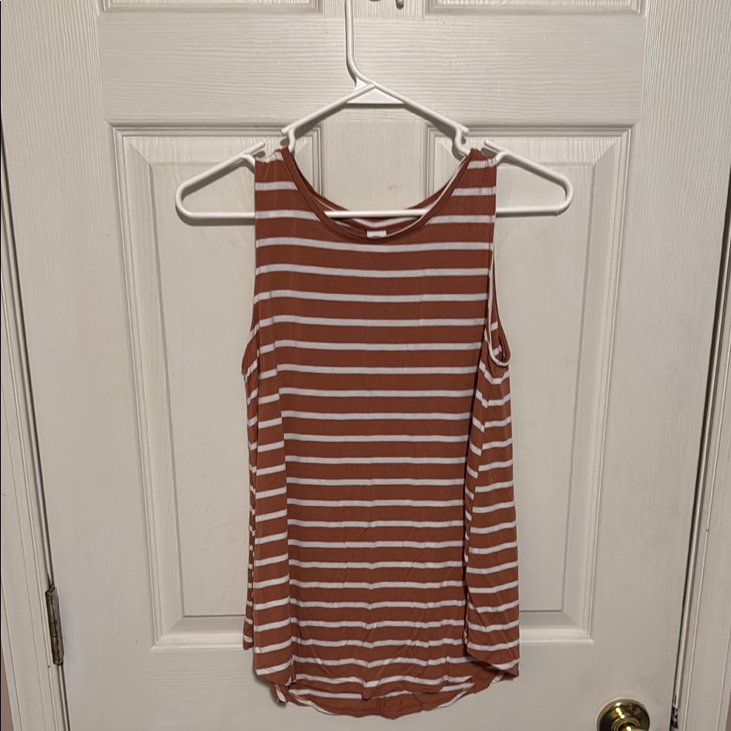 Old Navy Brown And White Striped Tank Top Women’s Size Small
